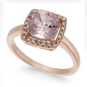 NWT! Charter Club 18K Rose-Gold Plated Pavé & Crystal Halo Ring, Size 6!